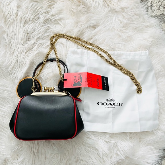 Coach x Disney Mickey Mouse x Keith Haring Leather Kisslock Crossbody Purse - Picture 5 of 16